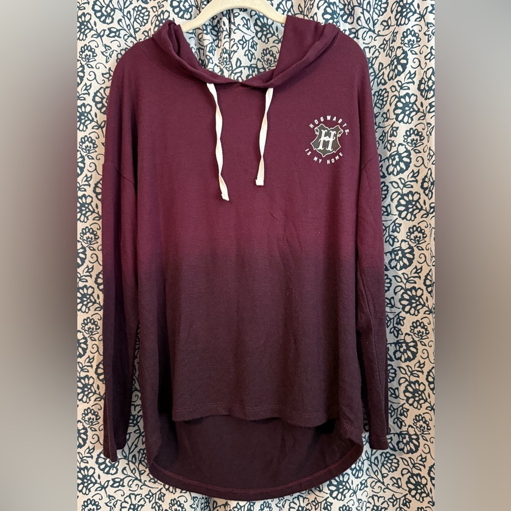Hogwarts Harry Potter Burgundy Hoodie with Logo